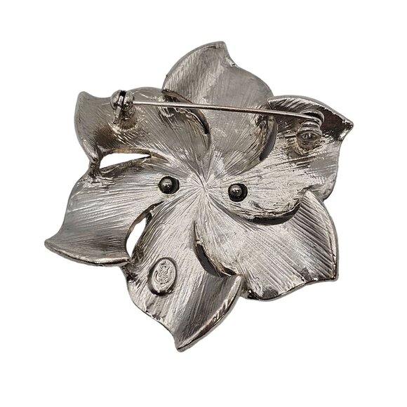 VTG Brooch Premier Designs Silver Tone Floral Rhinestone Classy Elegant 80s Pin - Picture 6 of 10